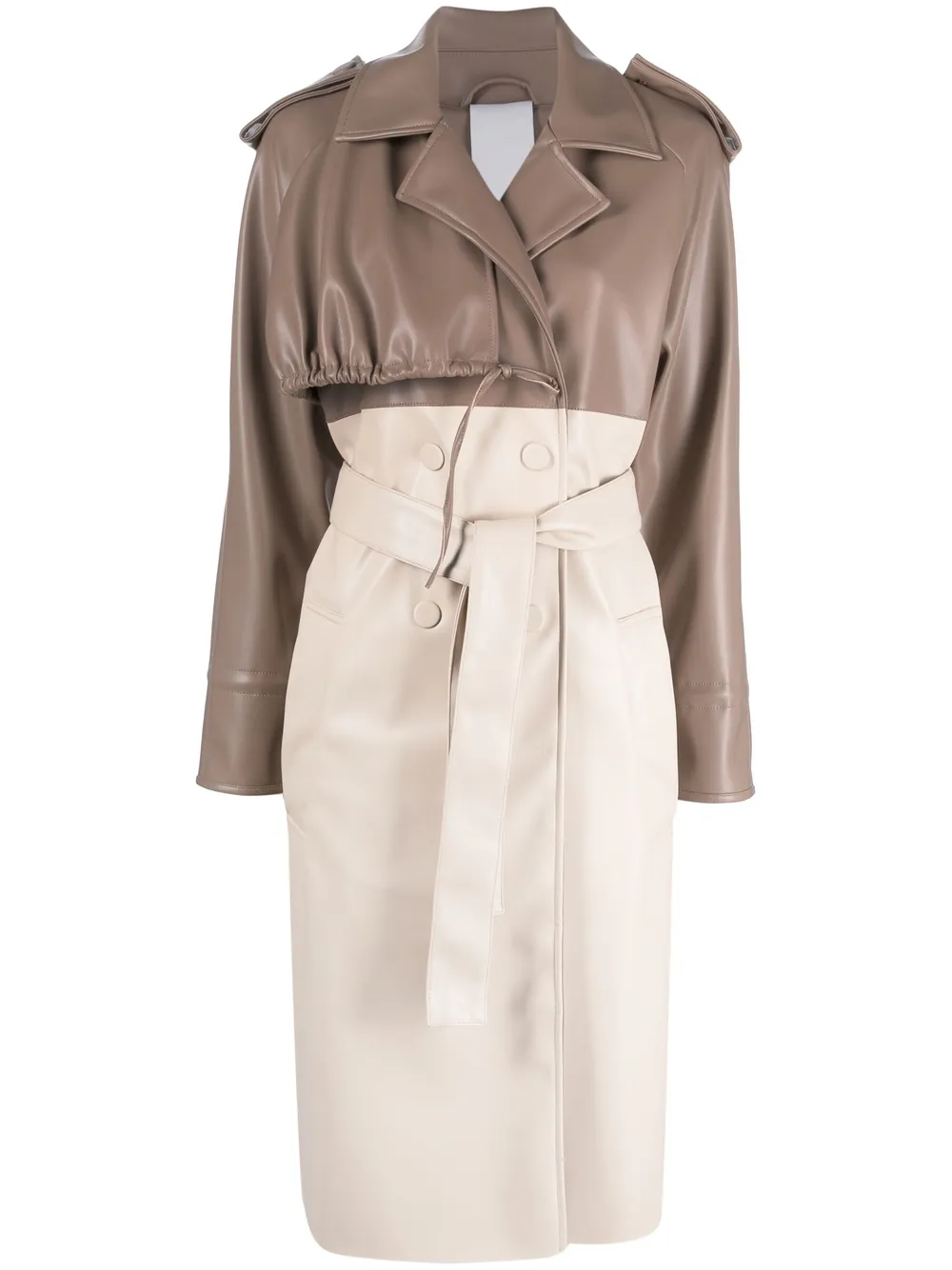 

Themoirè two-tone belted trench coat - Brown