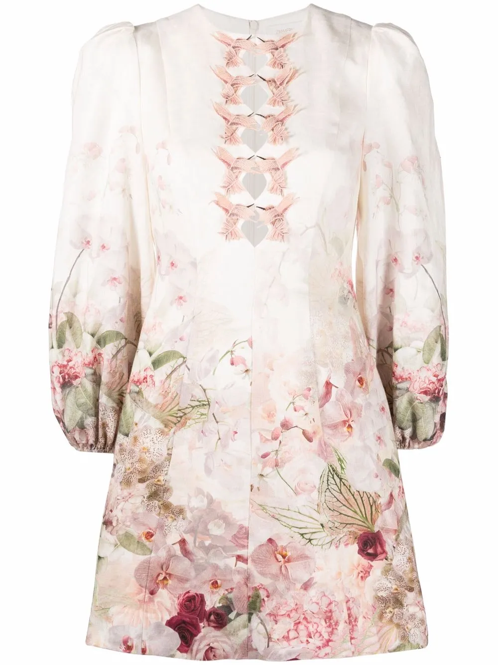 

ZIMMERMANN balloon-sleeve floral print dress - Neutrals