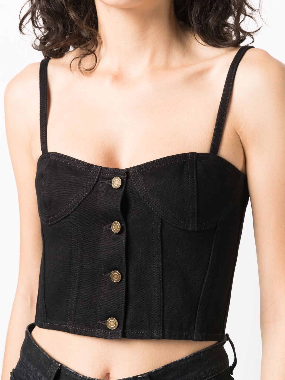 Saint Laurent Cropped Denim Corset Top - Farfetch