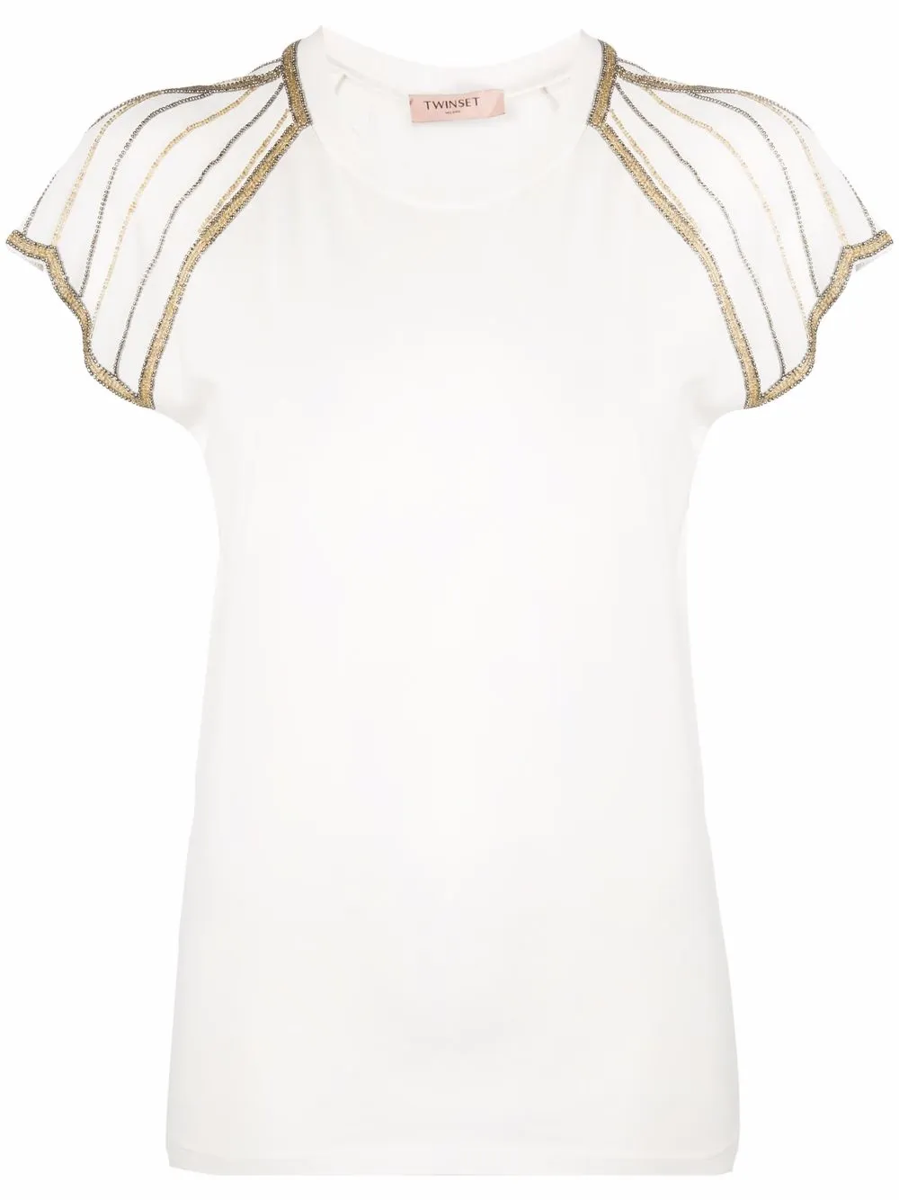 

TWINSET playera con detalle de mostacillas - Blanco