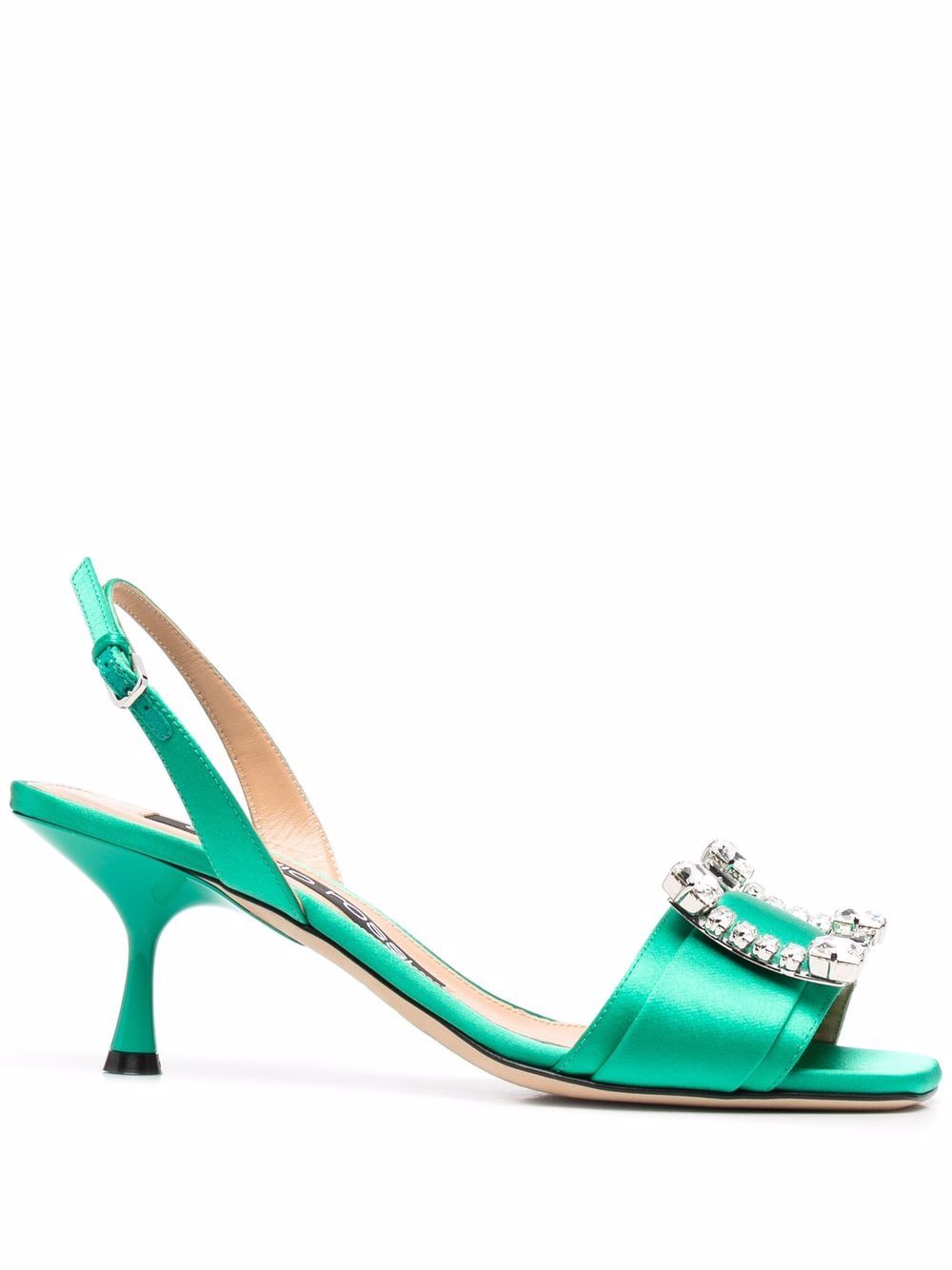 

Sergio Rossi crystal-buckle slingback sandals - Green