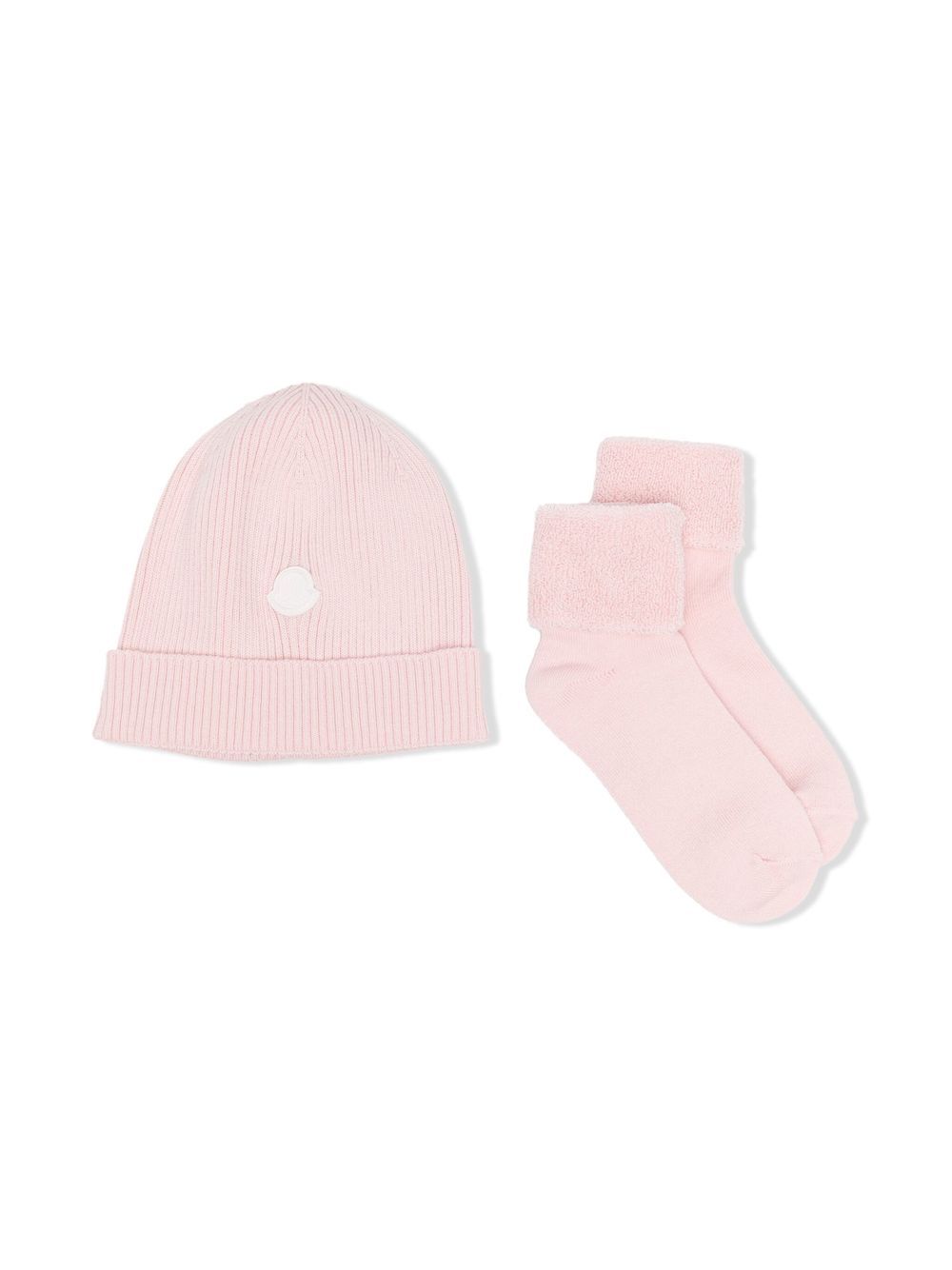 

Moncler Enfant logo-patch hat set - Pink