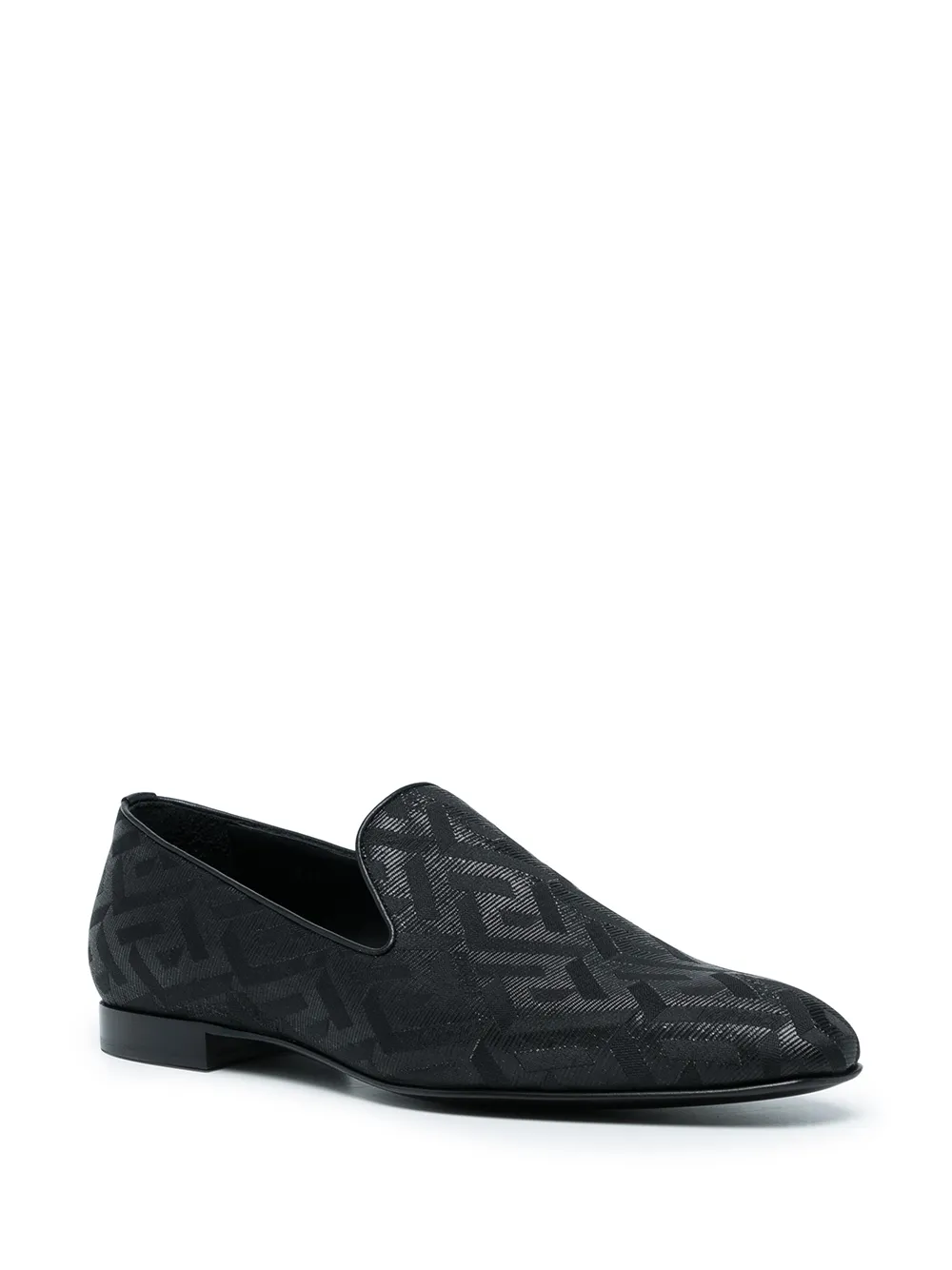 Versace La Greca slippers met jacquard - Zwart