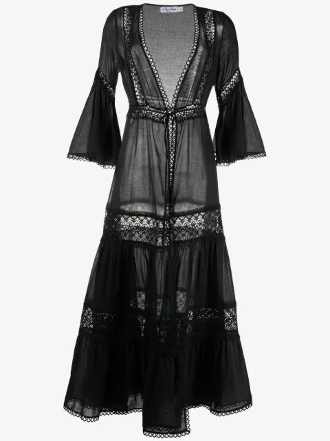 Charo Ruiz Ibiza floral-lace embroidered V-neck dress