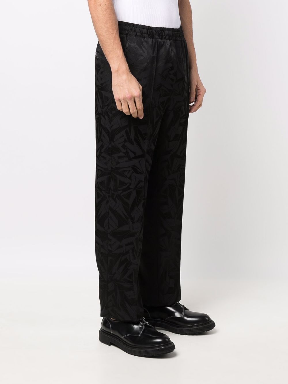 floral jacquard straight trousers
