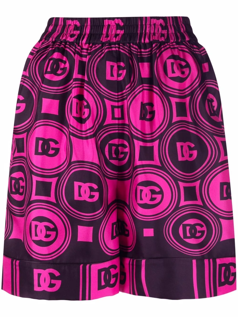 

Dolce & Gabbana logo-print silk shorts - Pink