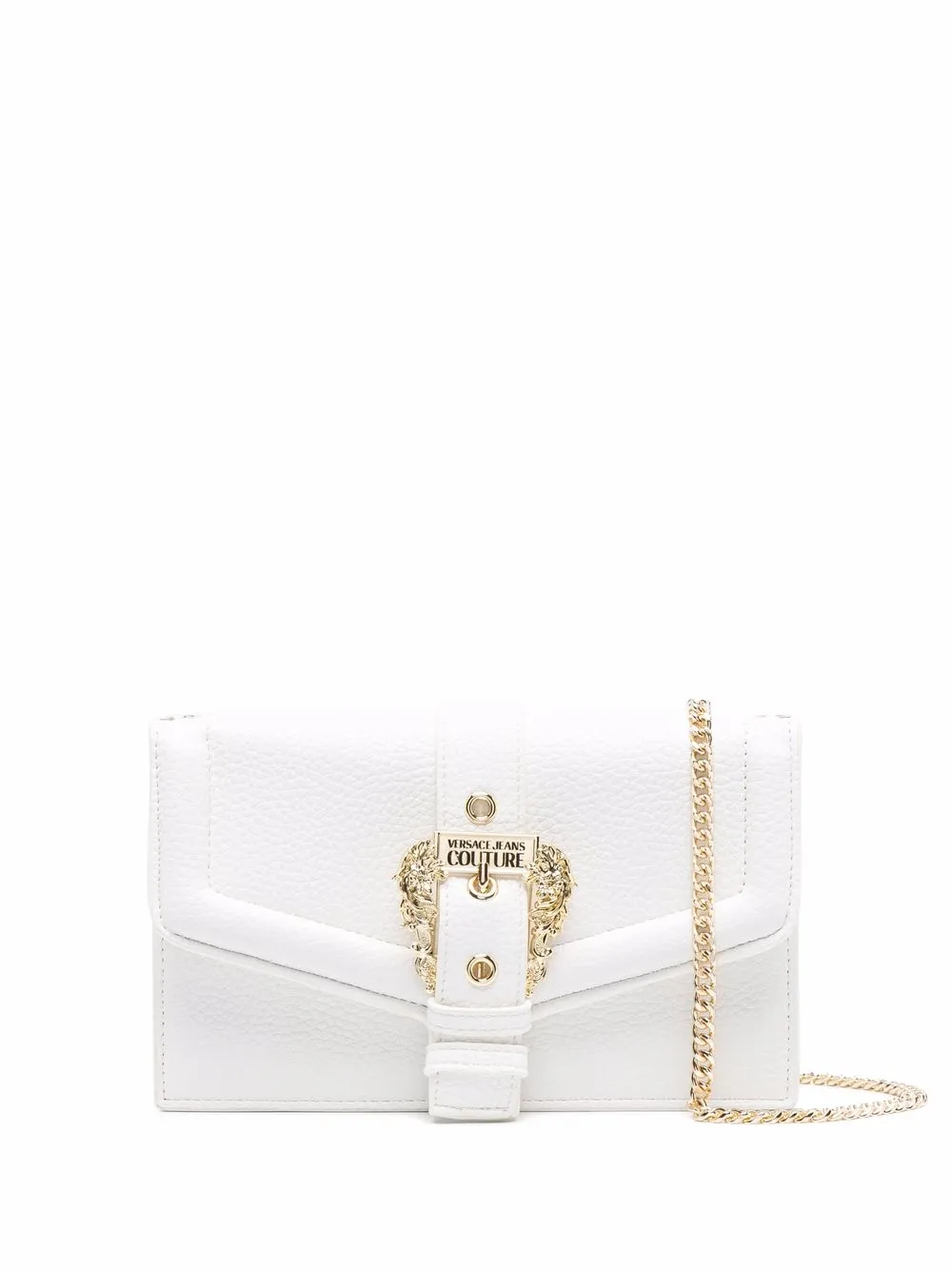 

Versace Jeans Couture embossed-buckle clutch bag - White