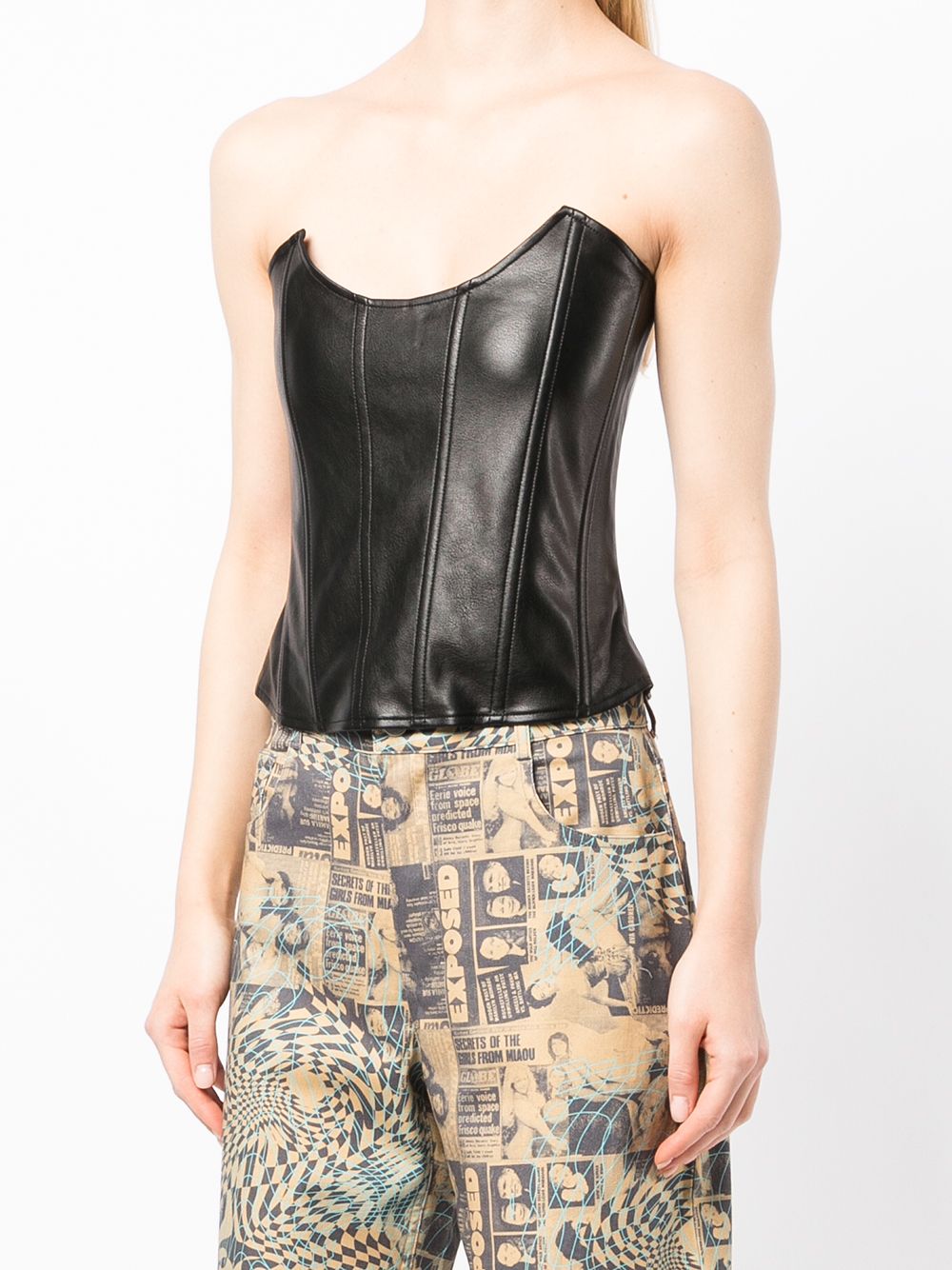 LEIA CORSET - BLACK VEGAN LEATHER – Miaou