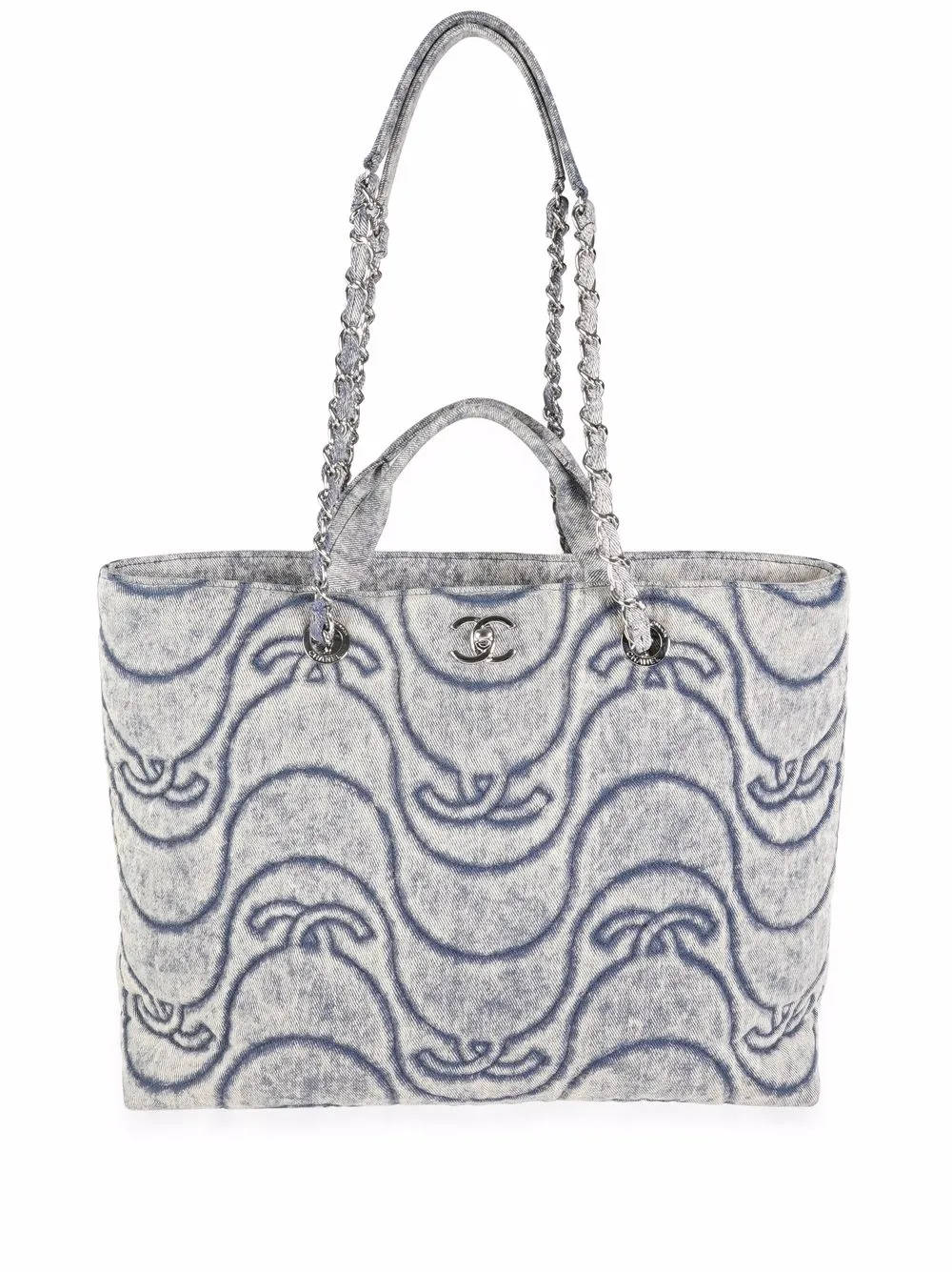 CHANEL Pre-Owned CC Wave Denim Tote Bag - Farfetch