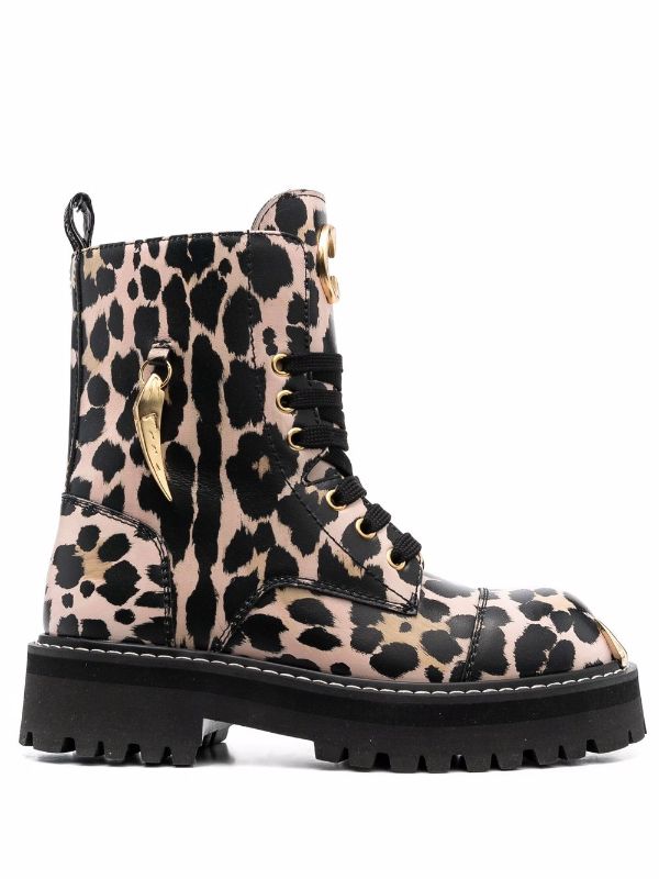 lace up leopard print boots