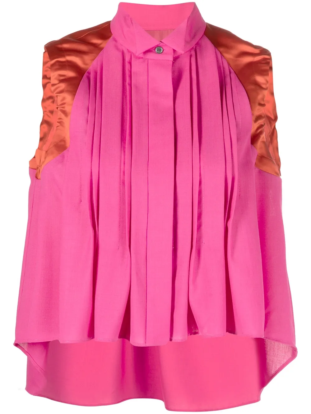 

sacai blusa plisada sin mangas - Rosado