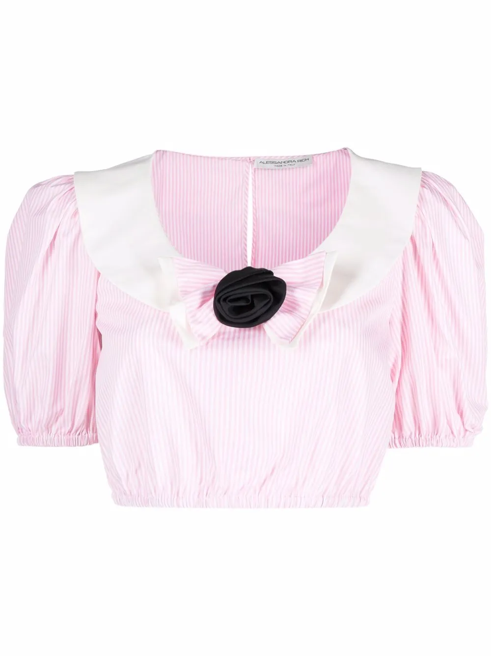 

Alessandra Rich pinstriped balloon-sleeve crop top - Pink