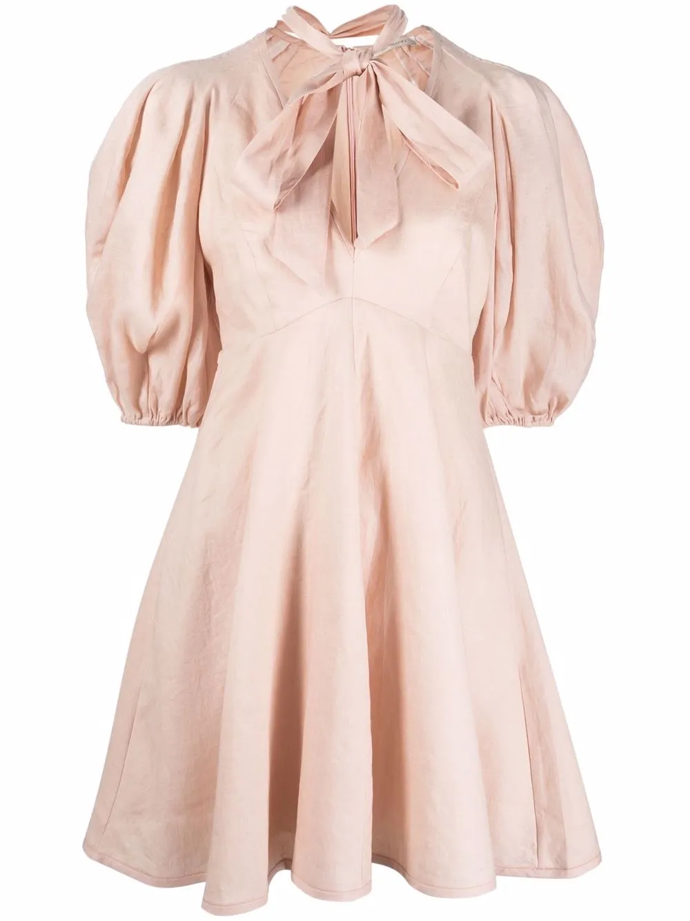 

ZIMMERMANN puff-sleeve linen mini dress - Pink