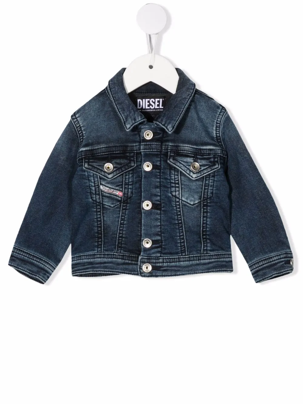 

Diesel Kids chamarra de mezclilla con logo estampado - Azul