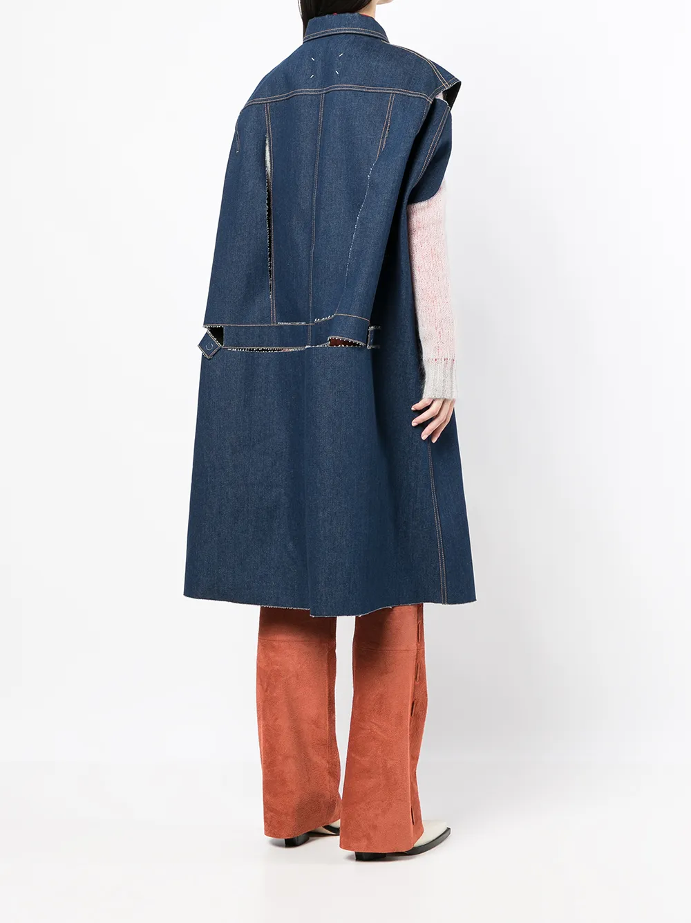 Maison Martin Margiela Pre-Owned distressed-effect Denim Cape Coat