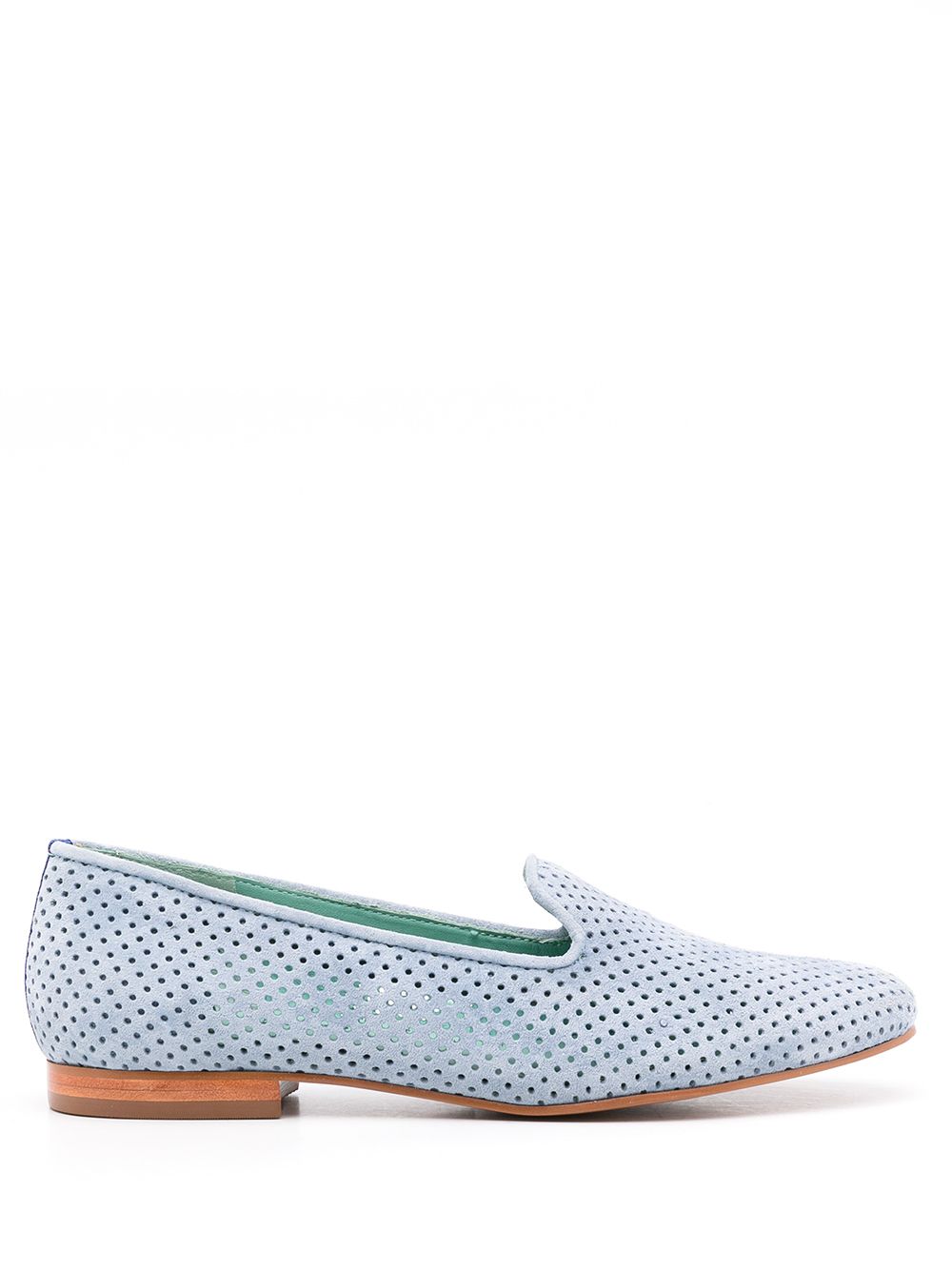 Blue Bird Shoes Perforated Suede Loafers In Blue