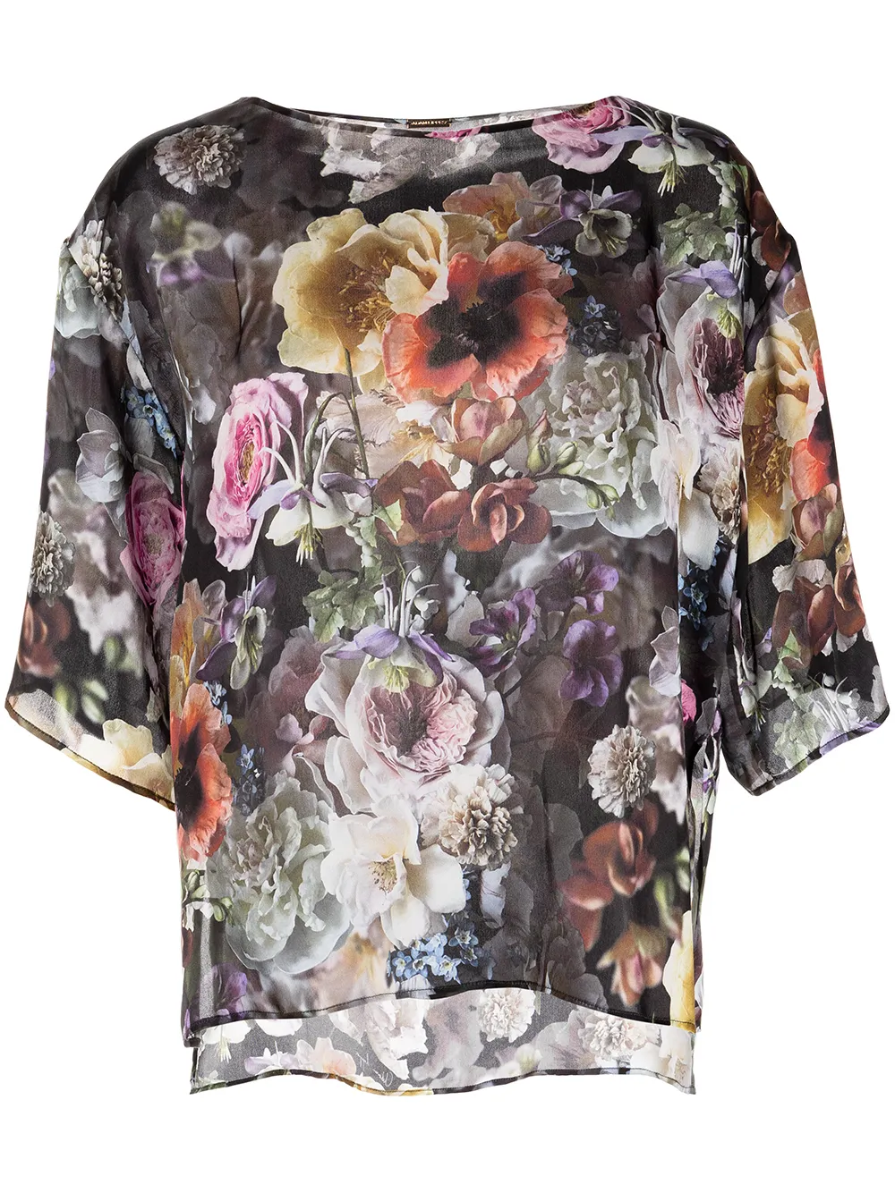 

Adam Lippes blusa de gasa con estampado floral - Negro