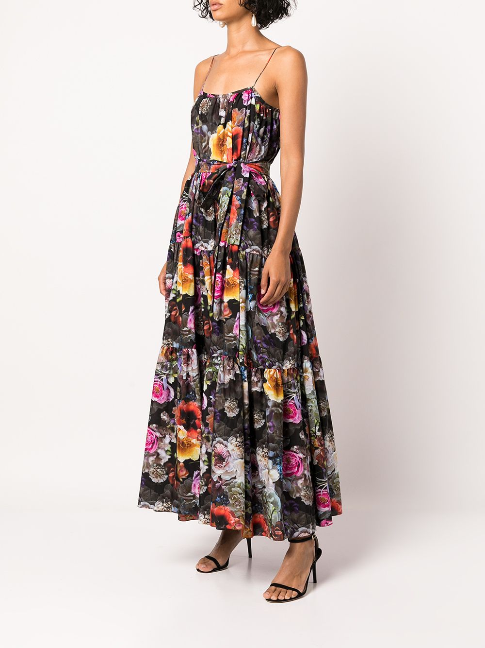 Adam Lippes Belted Tiered Floral-print Cotton And Silk-blend Voile Maxi ...