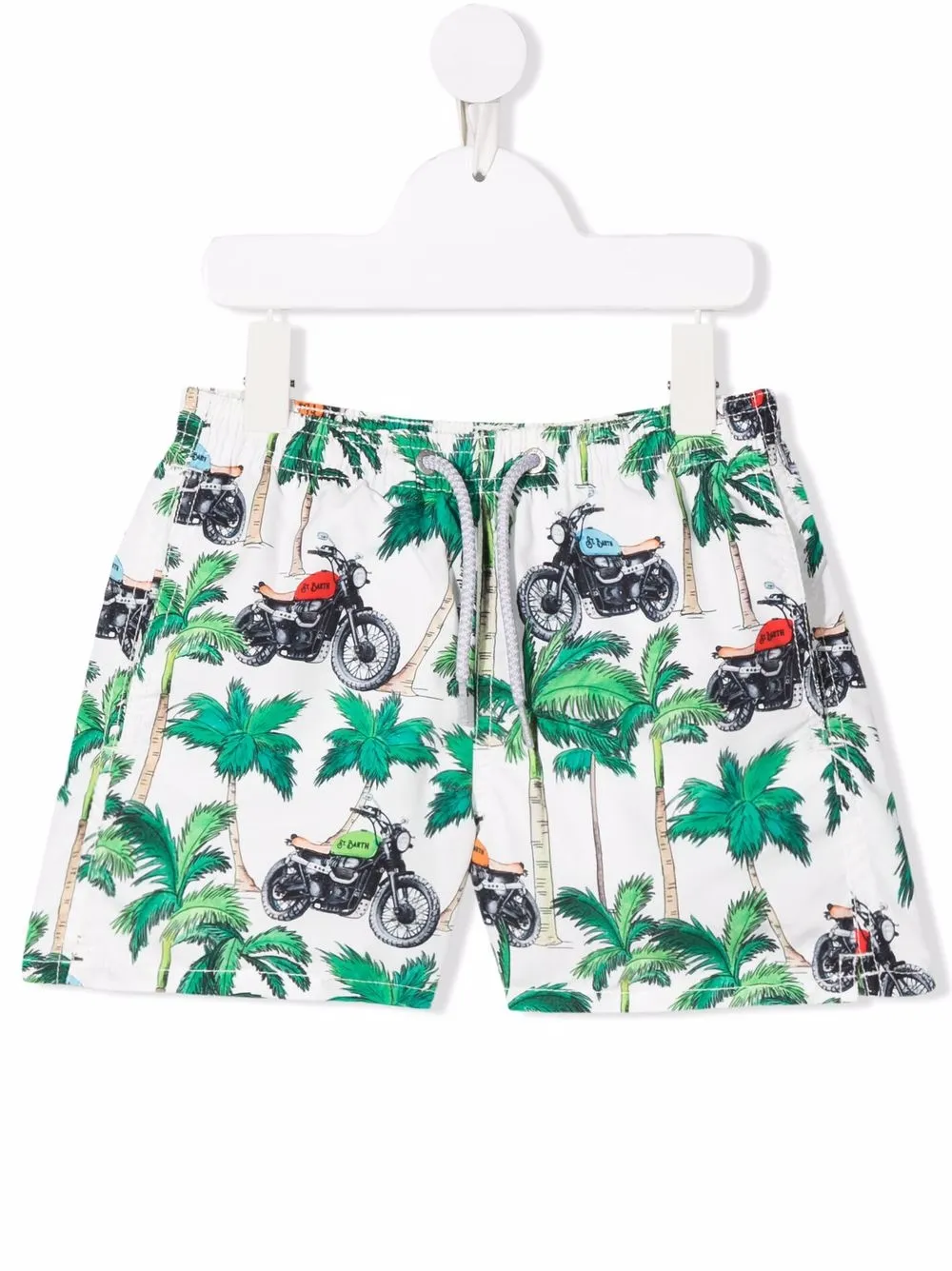 

MC2 Saint Barth Kids shorts de playa con árboles y bicicletas estampados - Blanco