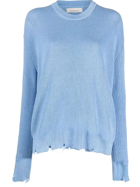 Laneus distressed edge long-sleeve jumper 