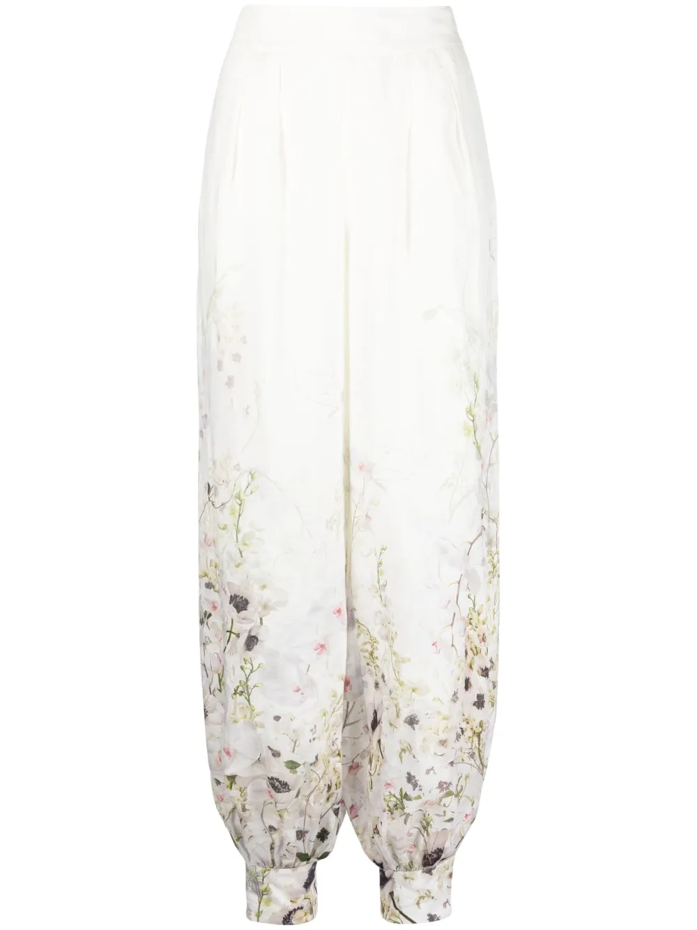 

ZIMMERMANN pantalones holgados florales - Blanco