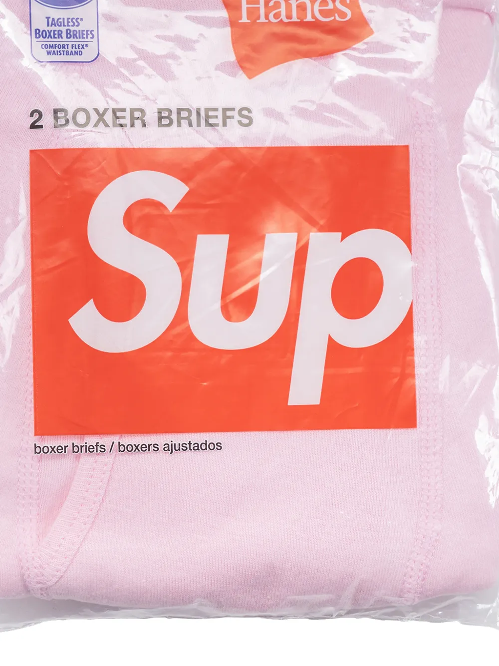 Supreme x Hanes twee katoenen boxershorts met logo-print Roze