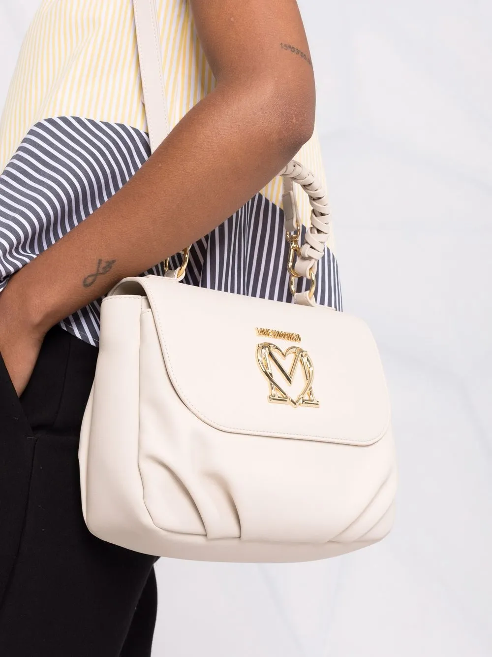 Love Moschino Heart shopper met logoplakkaat Beige