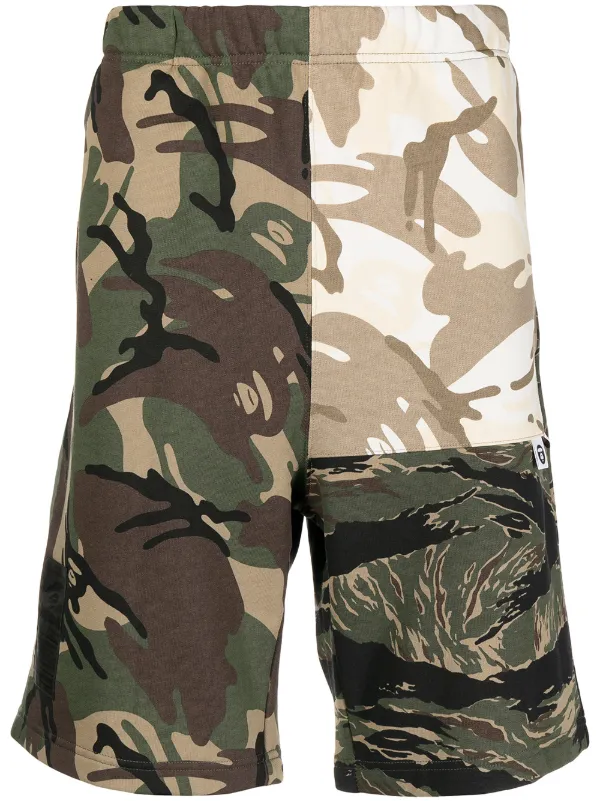 AAPE BY A BATHING APE Patchwork camouflage print Shorts Farfetch