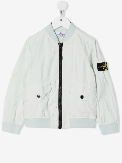Stone Island Junior logo-patch zip-up bomber jacket