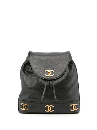 Chanel Vintage Caviar Triple CC Backpack in Black