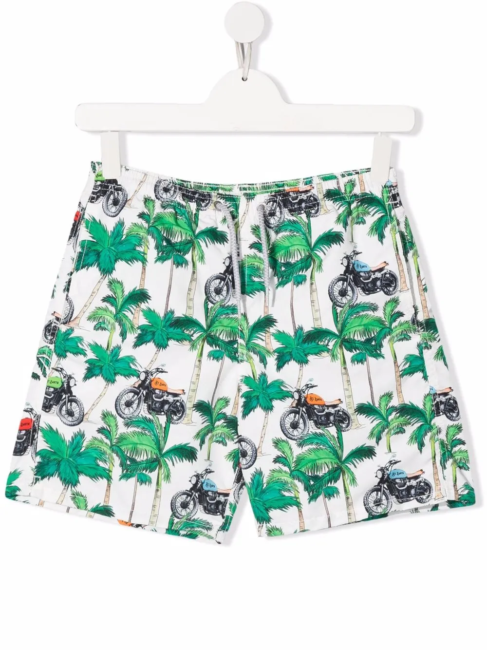 

MC2 Saint Barth Kids TEEN bike/palm-print swim shorts - Green
