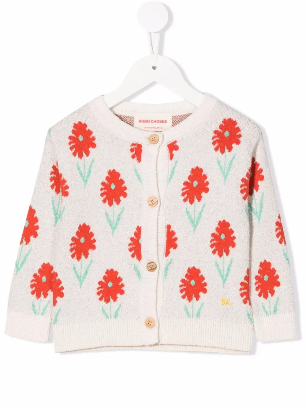 

Bobo Choses floral-knit cardigan - Neutrals