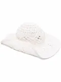 Ruslan Baginskiy cut out-detail wide-brim hat - White