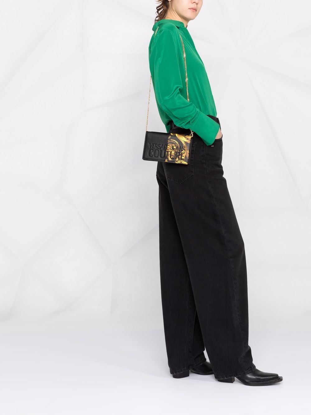 Versace Jeans Couture Regalia clutch met barokprint - Zwart