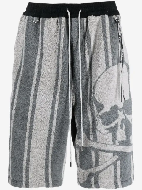 Mastermind World striped skull-print track shorts