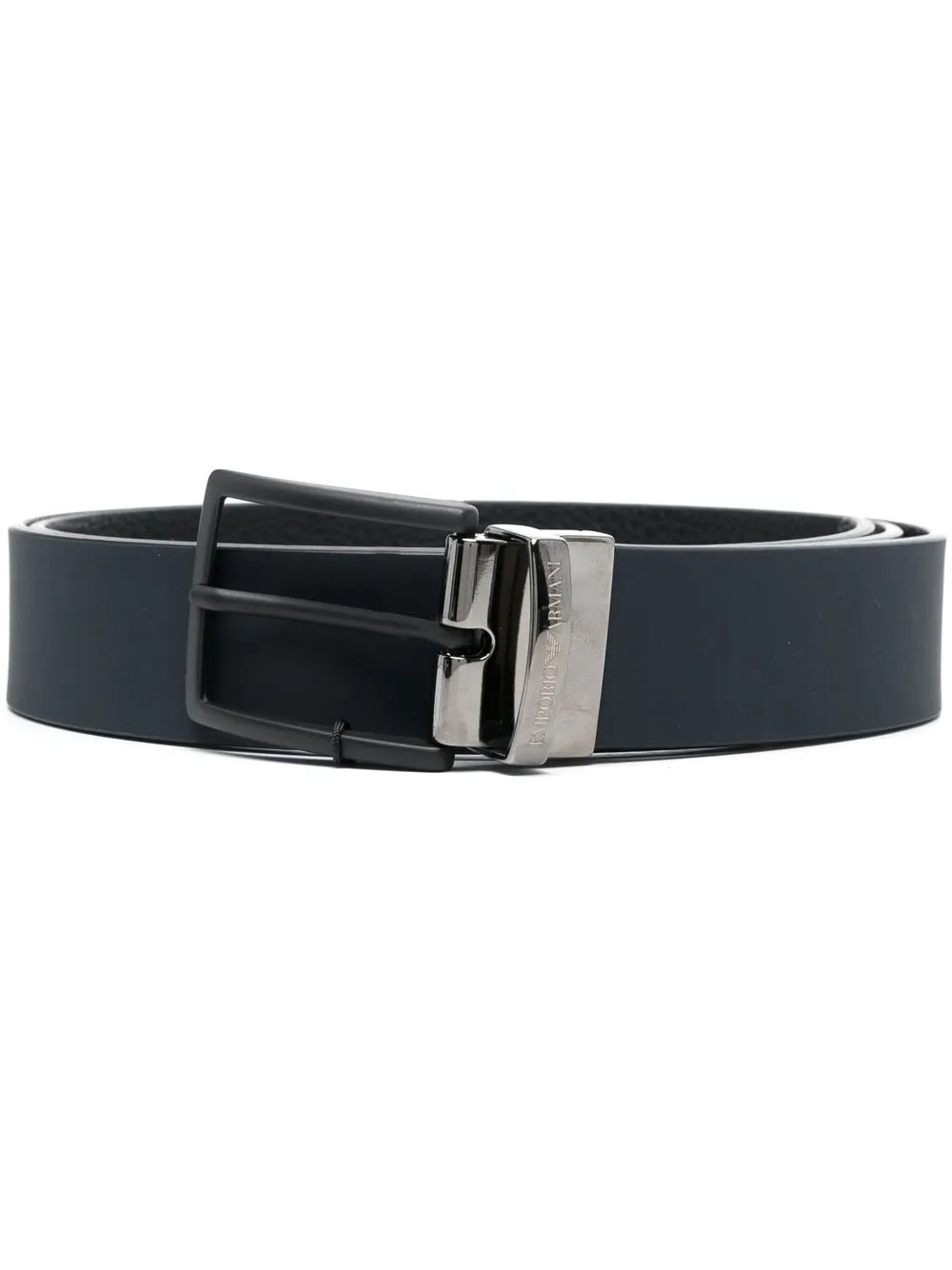 

Emporio Armani monogram-pattern leather belt - Blue