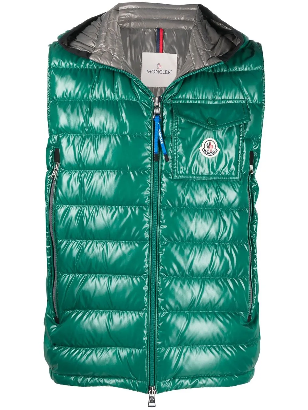 

Moncler chaleco capitonado con parche del logo - Verde