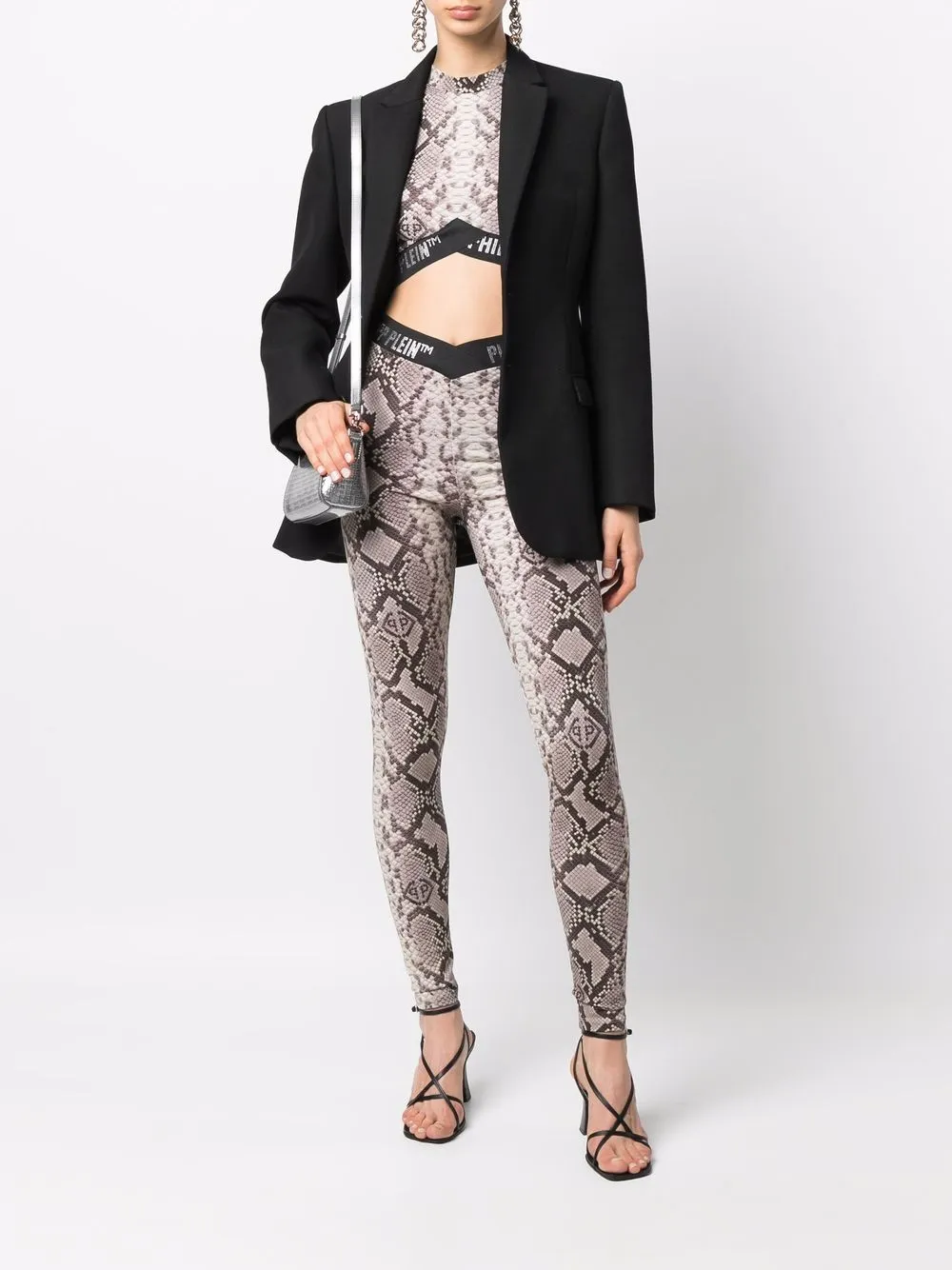 Philipp Plein Top met slangenhuidprint - Bruin