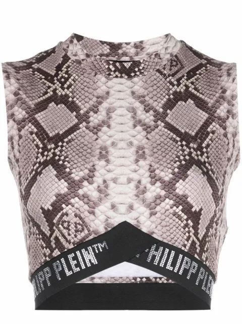 Philipp Plein top corto con estampado de piel de serpiente