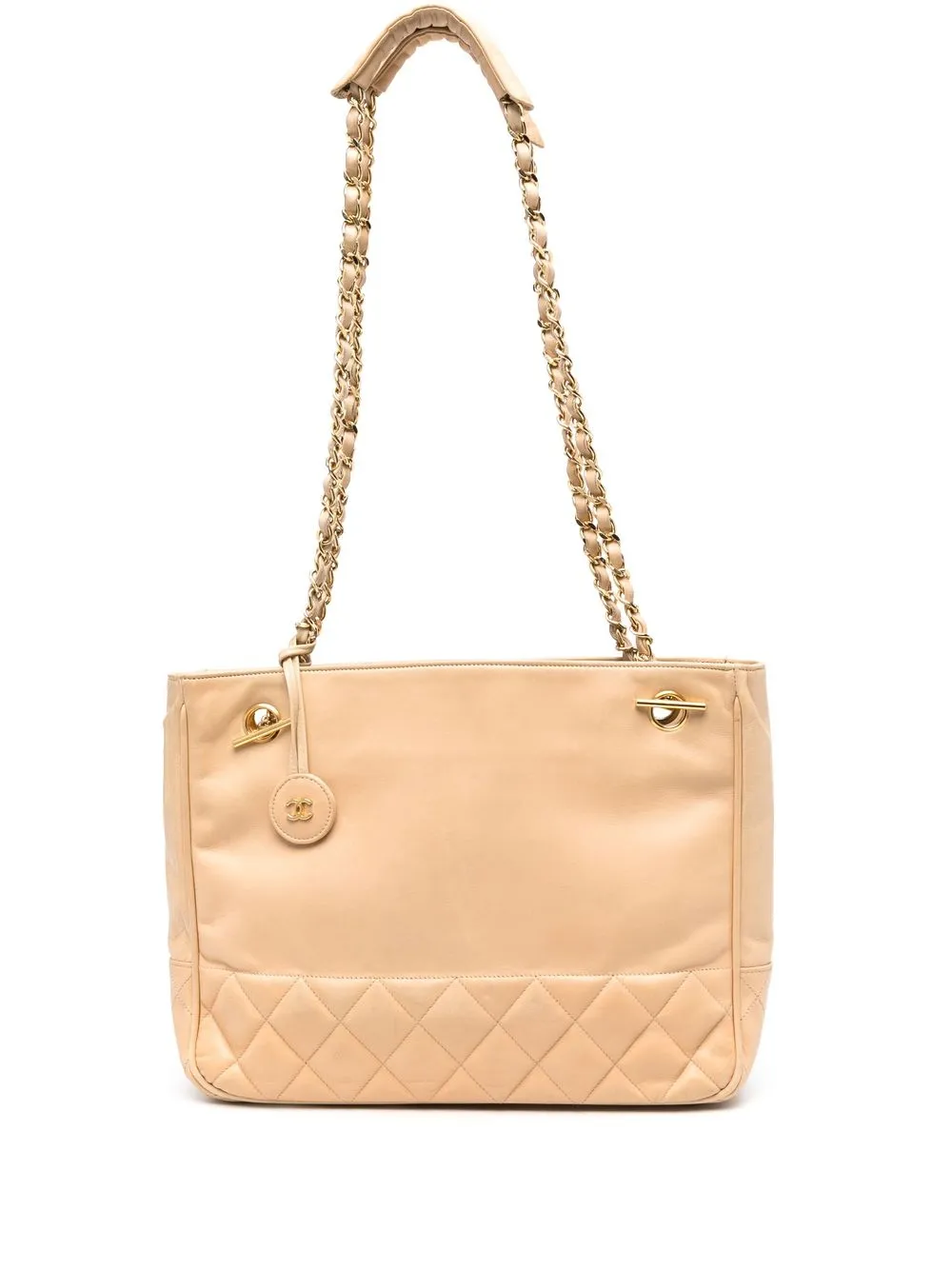 

Chanel Pre-Owned 1980s diamond quilted logo charm shoulder bag - Neutrals