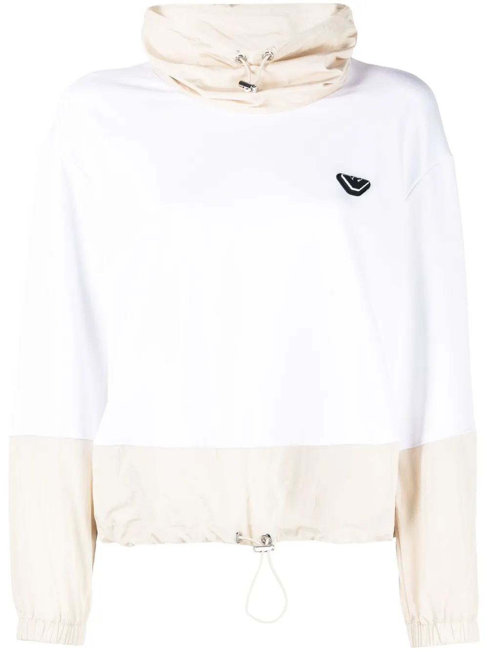 

Emporio Armani panelled drawstring hem sweatshirt - White