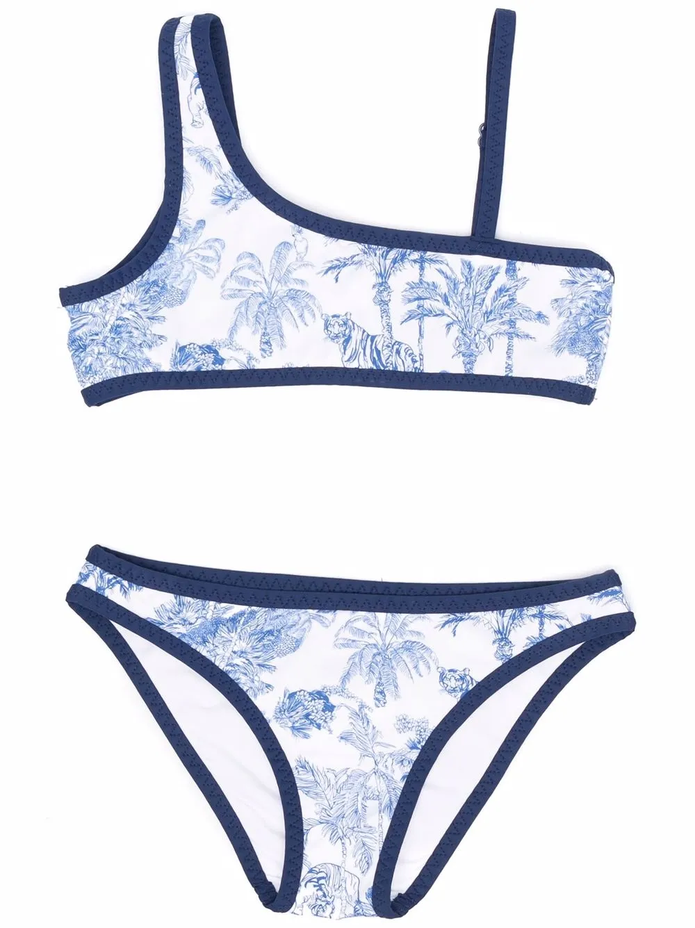 

MC2 Saint Barth Kids botanical-print off-shoulder bikini set - Blue