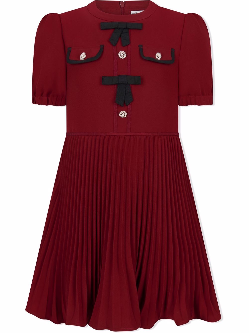 

Self-Portrait Kids vestido skater midi con falda plisada - Rojo