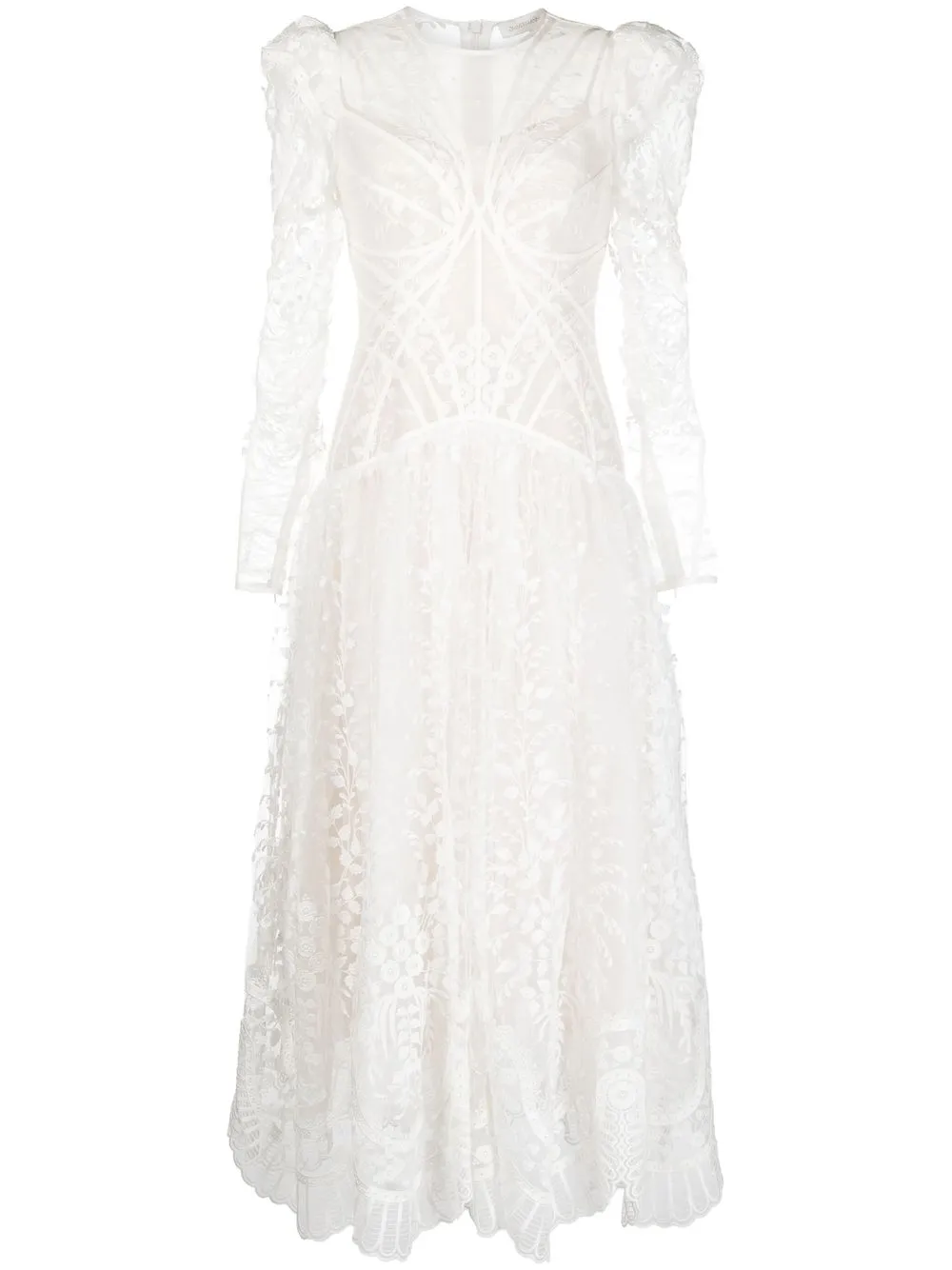 

ZIMMERMANN vestido midi Prima bordado - Blanco