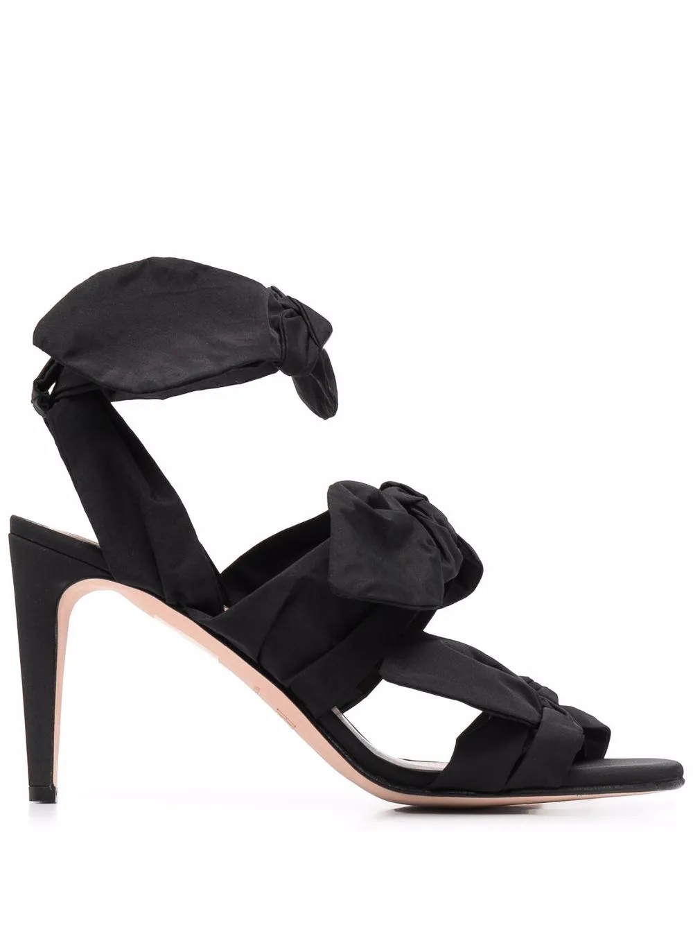 RED(V) bow-straps heeled sandals – Black