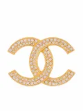 CHANEL Pre-Owned 1980s CC crystal-embellished brooch - Gold