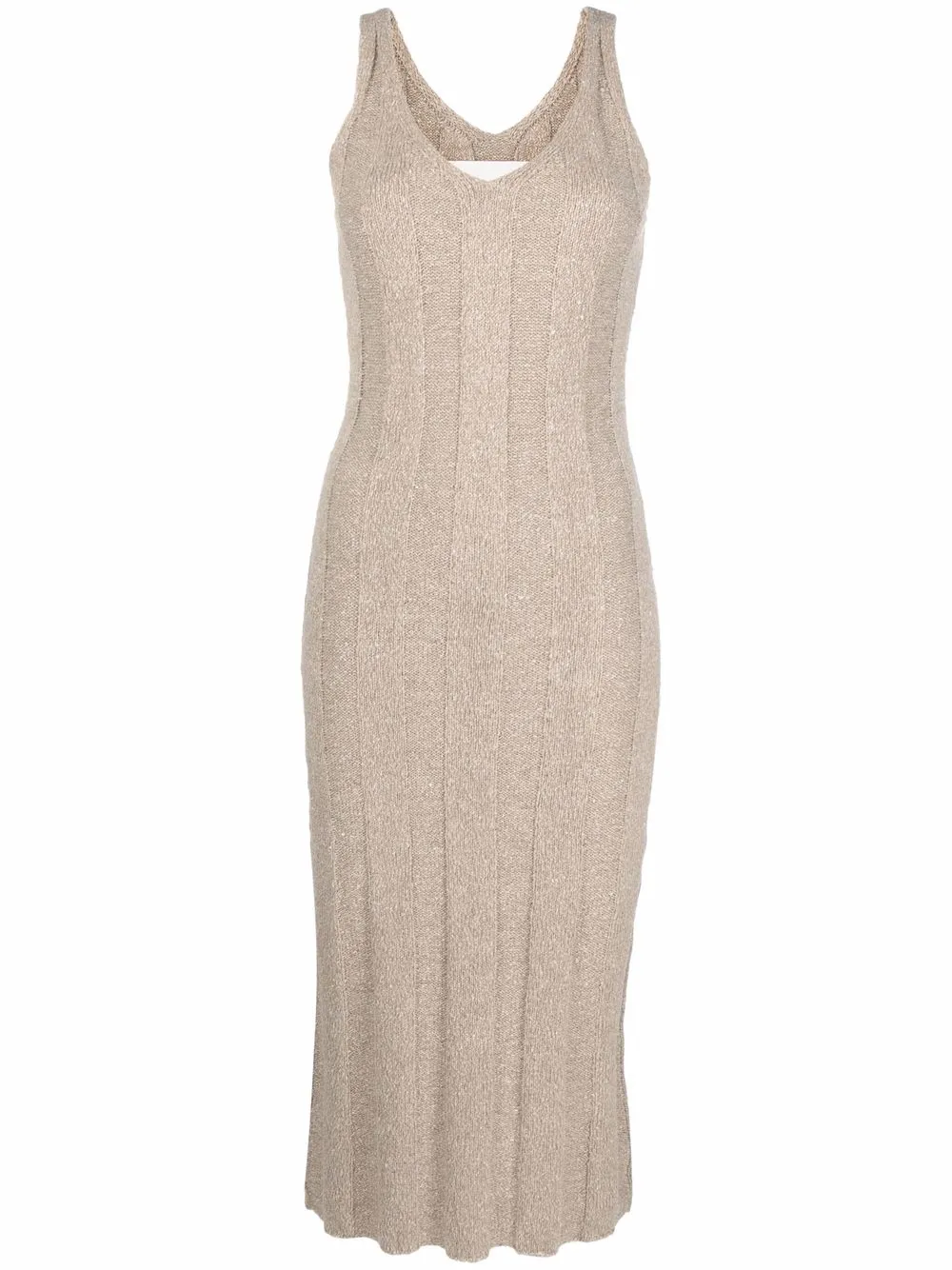 

By Malene Birger ribbed-knit V-neck dress - Neutrals