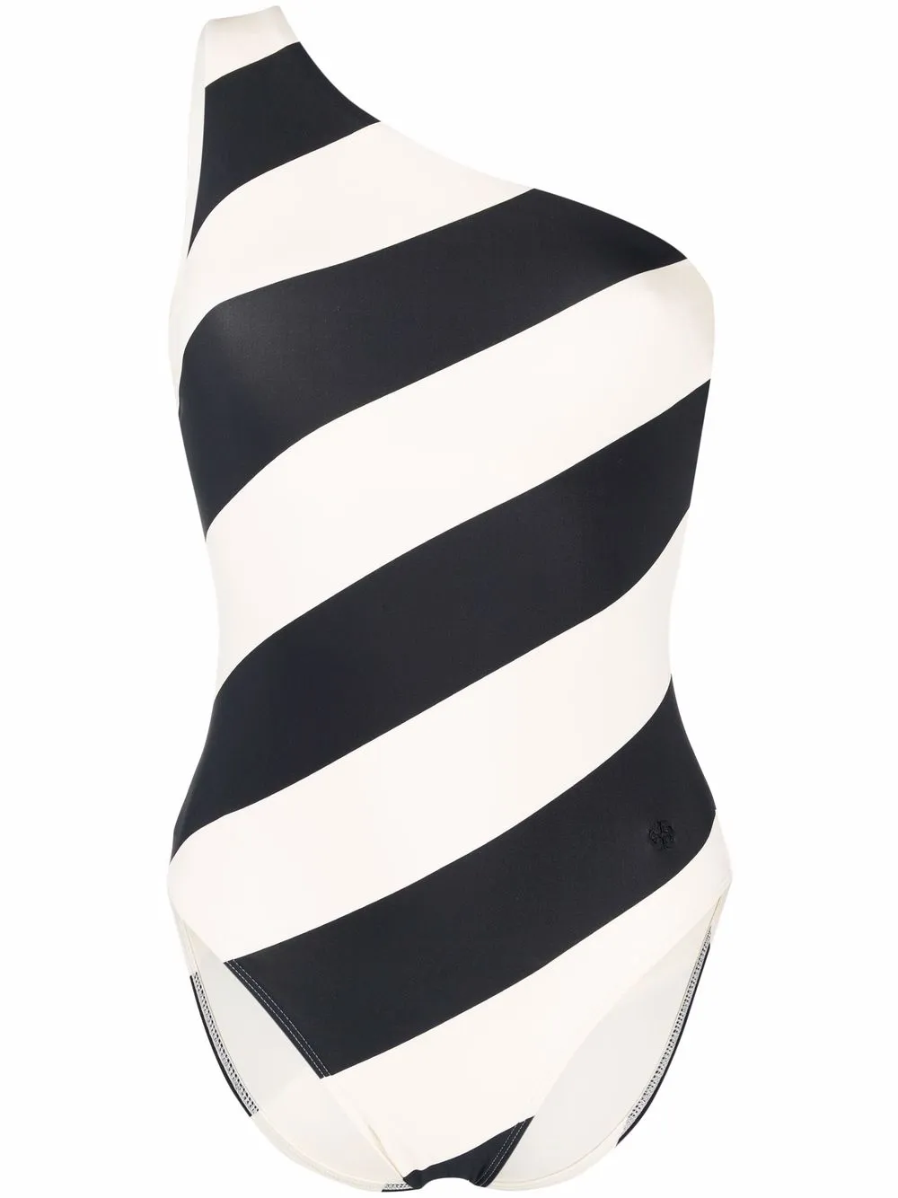 

Tory Burch striped one-shoulder swimsuit - Black