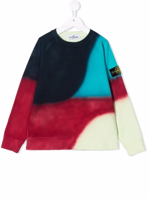 Stone Island Junior sweatshirt med rund hals og mønster