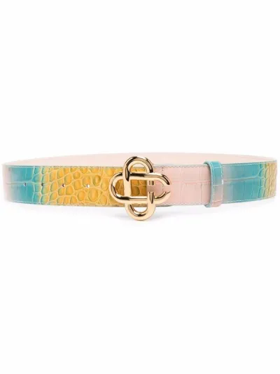 gradient croc-embossed belt 